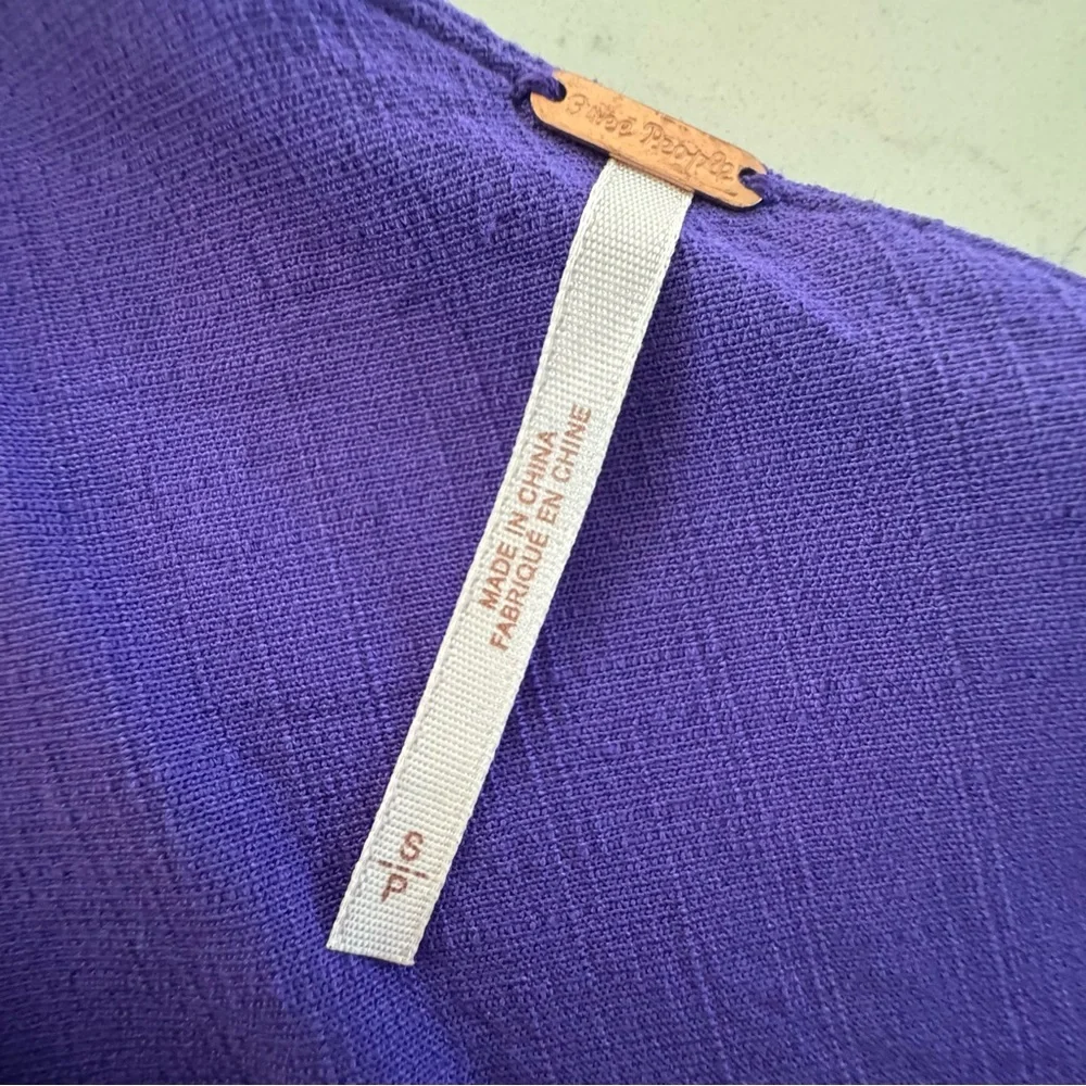 Free People One Shoulder Purple Tie Crop Top Long Sleeve Boho Romantic S - Picture 4 of 7